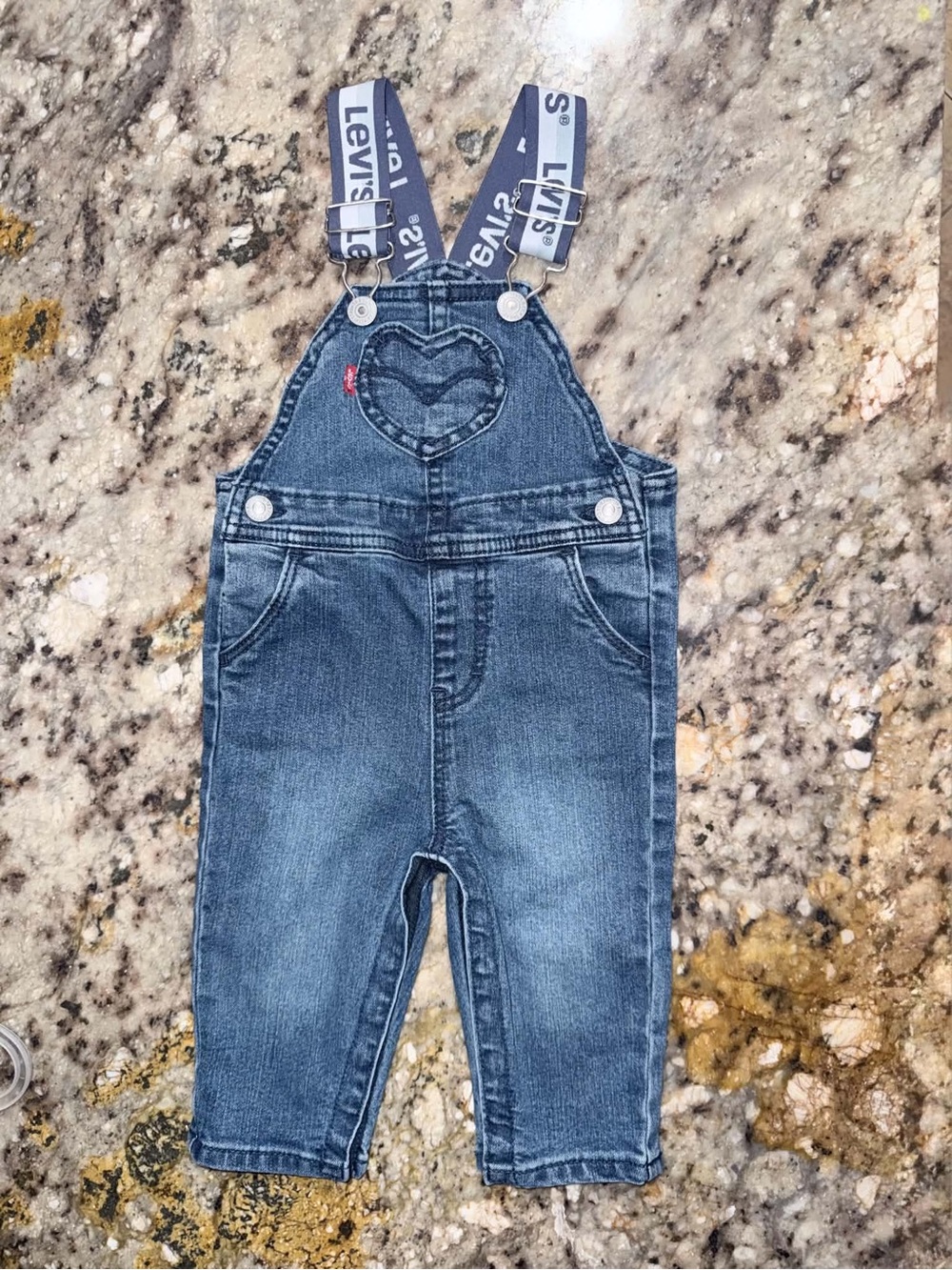 Levi's Blue Denim Kids Overalls with Logo Straps